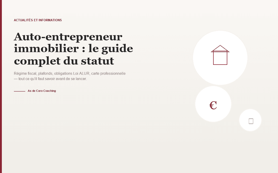 Guide statut auto-entrepreneur immobilier - obligations Loi ALUR