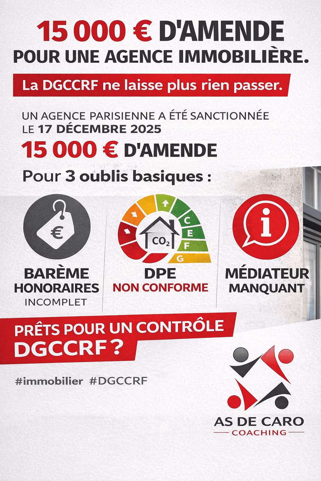 DGCCRF : une agence immobilière sanctionnée à 15 000 € pour manquements réglementaires